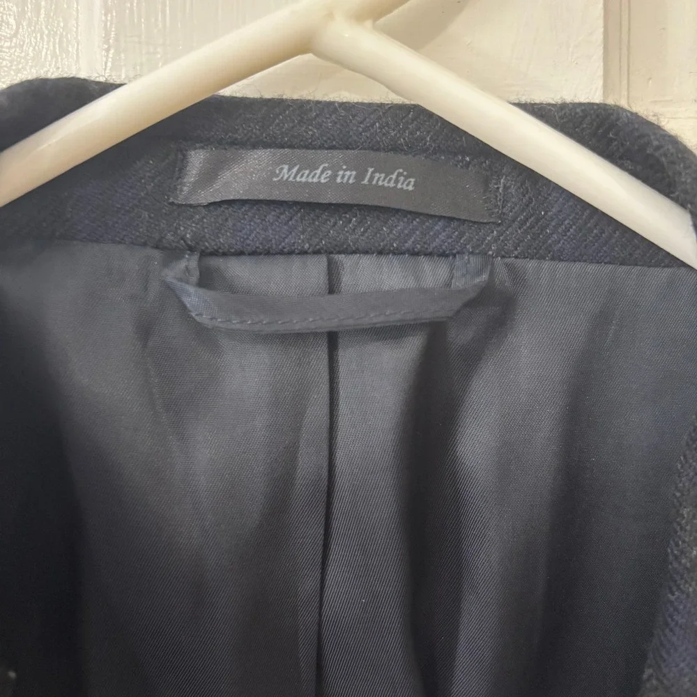 Lauren Ralph Lauren Mens 44R Deep Blue‎ Wool Blazer Heritage Brown Elbow Patches